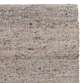 Nunja Rug stone grey melange & charcoal & ochre, 70% wool & 30% jute