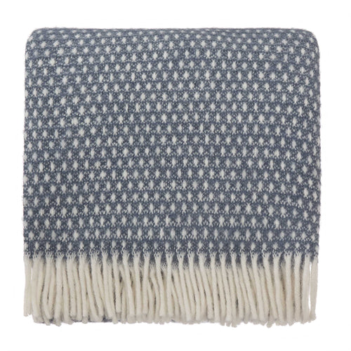 Osele Wool Blanket dark grey blue & off-white, 100% lambswool