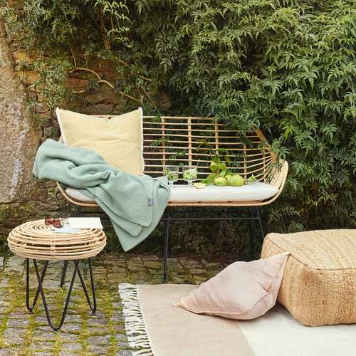 Anaba Cushion Cover [Mustard/Natural white]
