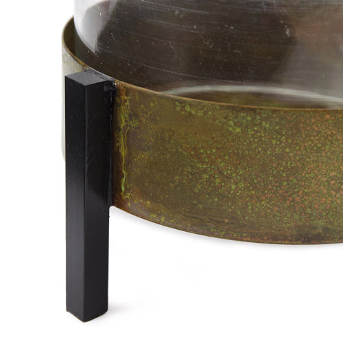 Ozar Windlight Candle Holder brass & mustard & black, 100% glass & 100% metal | URBANARA candles & scents