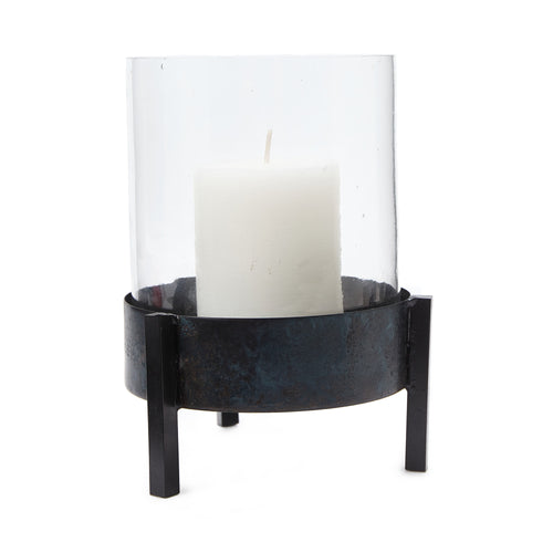 Ozar Windlight Candle Holder black, 100% glass & 100% metal