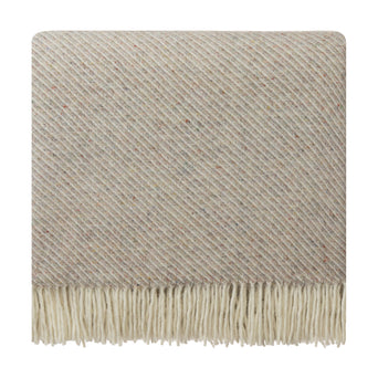 Blanket Palini Light grey melange & Natural white, 75% Lambswool & 25% Recycled wool