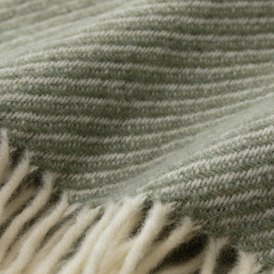 Blanket Palini Olive green & Natural white, 75% Lambswool & 25% Recycled wool