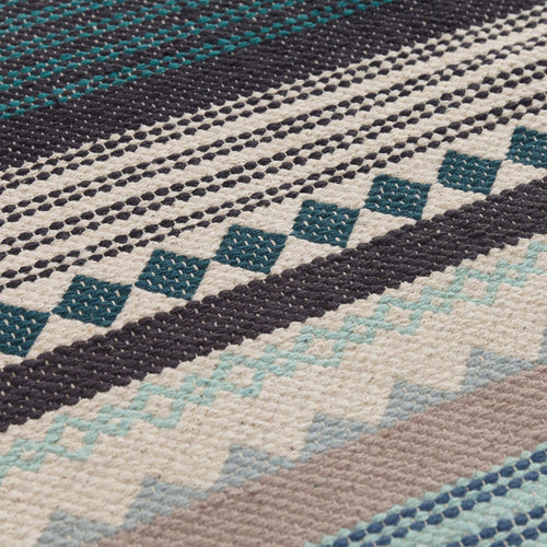 Patewa Runner teal & light blue & grey & off-white, 100% cotton | High quality homewares