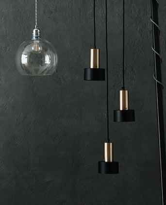 Kurchi pendant lamp, black & brass, 100% iron & 100% stainless steel