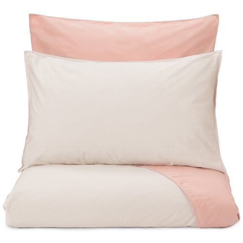 Peral Percale Bed Linen natural & light dusty pink, 100% cotton