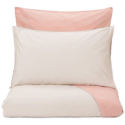 Peral Percale Bed Linen natural & light dusty pink, 100% combed cotton