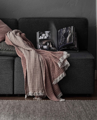 Couco blanket, rouge & natural, 100% cotton