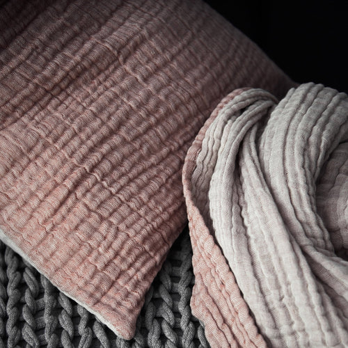 Couco Cushion rouge & natural, 100% cotton | URBANARA cushion covers