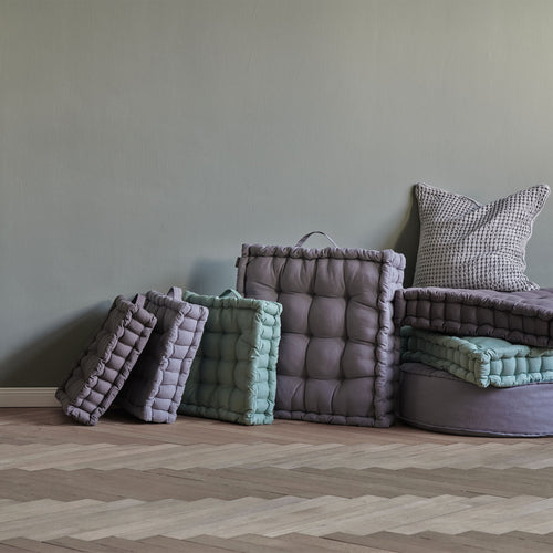 Silna Floor Cushion in light green grey | Home & Living inspiration | URBANARA