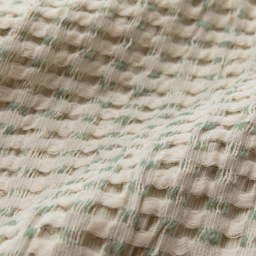 Quinta Wool-Cotton Bedspread [Off-white & Dark sage]