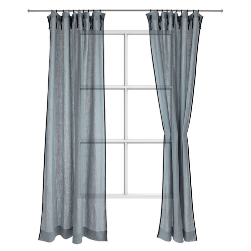 Rajula curtain, light green grey & black, 100% linen & 100% cotton