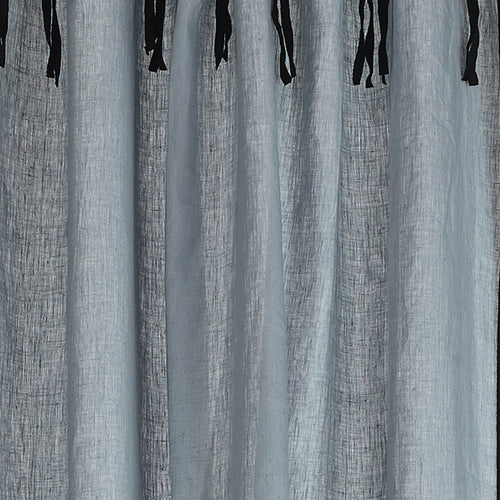 Rajula Curtain Set light green grey & black, 100% linen | URBANARA curtains