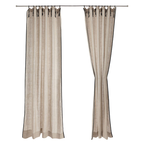 Rajula curtain, natural & black, 100% linen & 100% cotton |High quality homewares