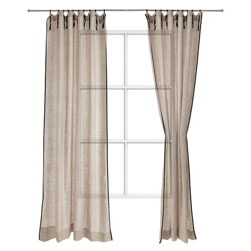 Rajula Curtain Set natural & black, 100% linen