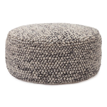 Wool Pouffe Ravi off-white & grey, 70% new wool & 30% viscose