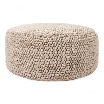 Ravi pouf, natural white, 70% new wool & 30% viscose