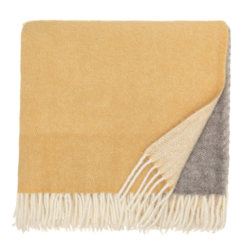 Salakas wool blanket mustard & cream, 100% new wool