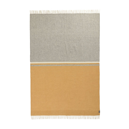 Salakas wool blanket mustard & cream, 100% new wool | URBANARA wool blankets