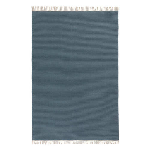 Salasar rug, teal, 100% cotton | URBANARA cotton rugs