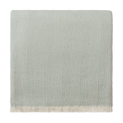 Sambro Cotton Blanket [Sage green & Natural white]