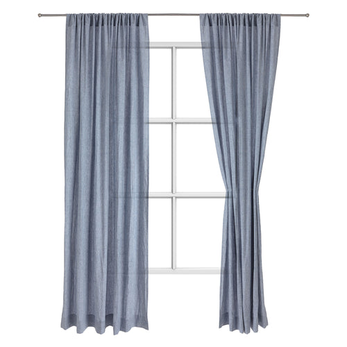 Sameiro Curtain Set dark grey blue, 100% linen