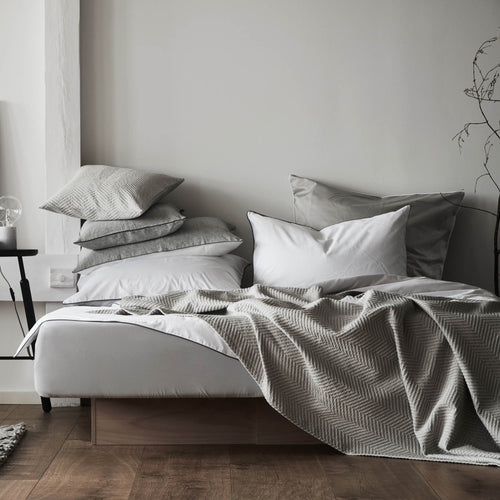 Lanton bed linen in stone grey & white | Home & Living inspiration | URBANARA
