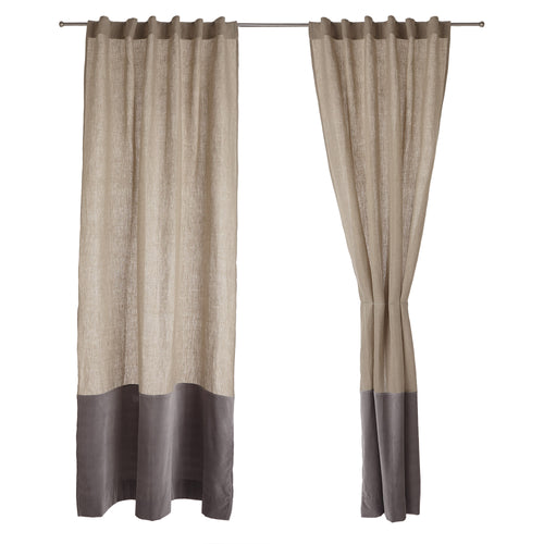 Saveli Curtain natural & grey, 100% linen | URBANARA curtains