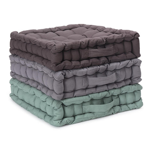 Silna Floor Cushion dark grey, 100% cotton | URBANARA stools & poufs