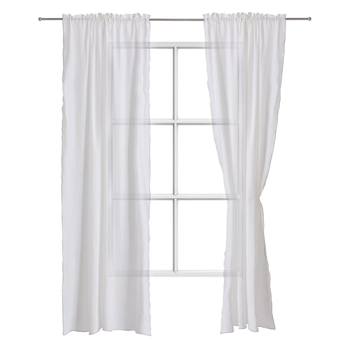 Sines Linen Curtains [White & Light grey blue]