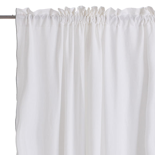 Sines Linen Curtains [White & Light grey blue]