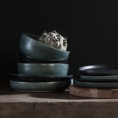 Malhou Cereal Bowl Set grey green, 100% stoneware
