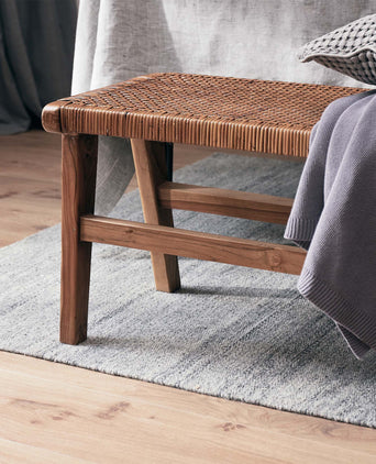 Bakaru Rattan Bench natural, 100% rattan & 100% teak wood