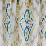 Suide curtain, natural white & turquoise & green, 65% linen & 35% polyester |High quality homewares