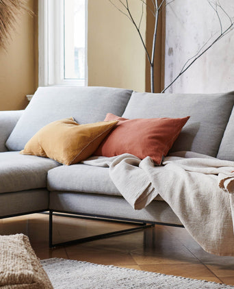 Alvalade Cushion Cover terracotta & natural, 100% linen