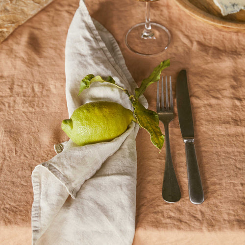 Table Cloth Miral Pale terracotta, 100% Linen | URBANARA Napkins