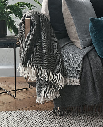 Tahua Wool Blanket grey brown melange, 50% alpaca wool & 50% lambswool