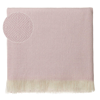 Uyuni Cashmere Blanket powder pink & cream, 100% cashmere wool