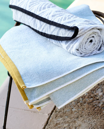Ventosa beach towel, light grey green & white, 100% organic cotton