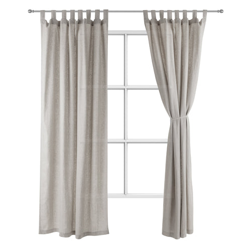 Vinstra Curtain Set grey & natural white, 100% linen