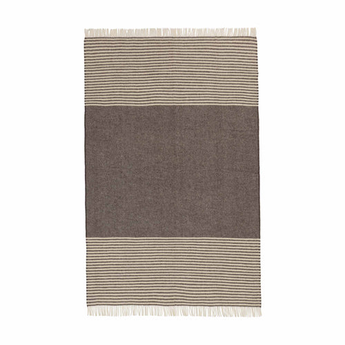 Visby Wool Blanket brown & cream, 100% new wool | URBANARA wool blankets