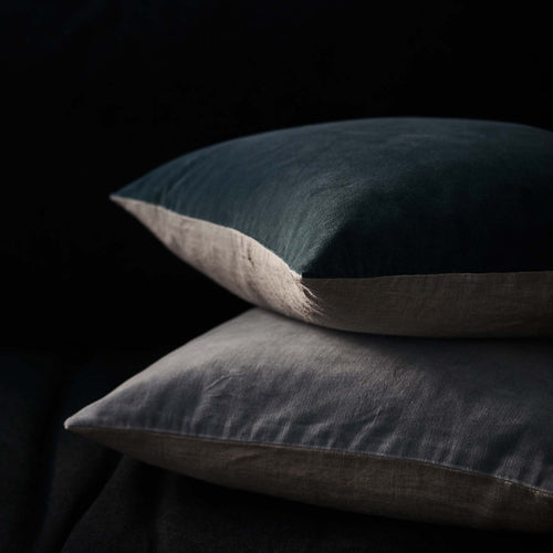 Amreli cushion, teal & natural, 100% cotton & 100% linen |High quality homewares