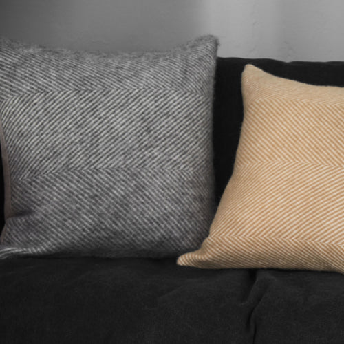 Gotland cushion cover, grey & cream, 100% wool & 100% linen |High quality homewares