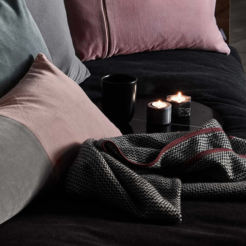 Foligno Cashmere Blanket in black & cream & raspberry rose | Home & Living inspiration | URBANARA