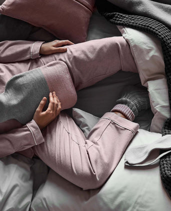 Cadima christmas set, light grey melange & light pink, 100% merino wool