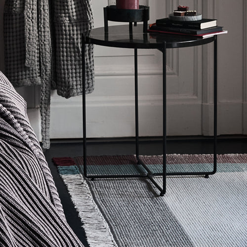 Bapeu rug, light grey & teal & bordeaux red, 100% cotton |High quality homewares