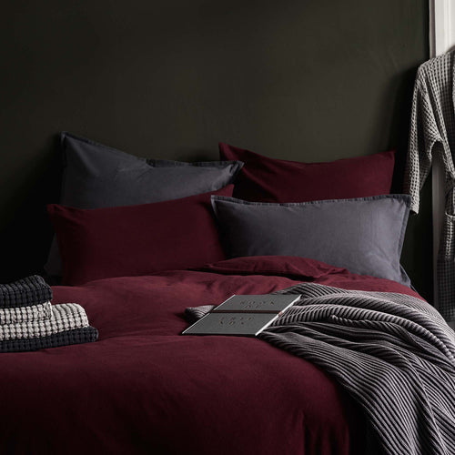 Montrose Flannel Pillowcase in bordeaux red | Home & Living inspiration | URBANARA