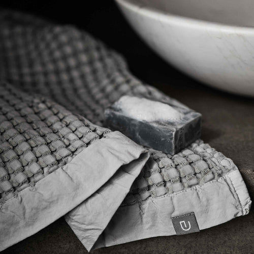Veiros hand towel, light grey, 100% cotton | URBANARA cotton towels