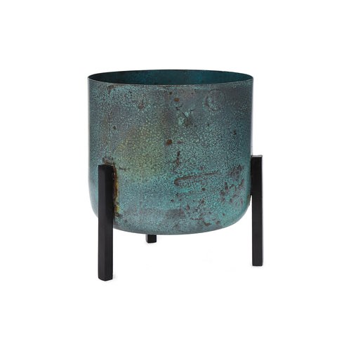 Zaroli Planter turquoise & black, 100% metal