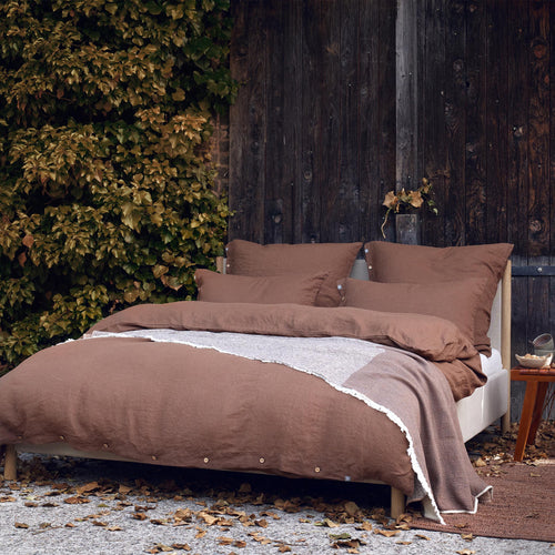 Fontao Cotton Bedspread [Conker & Oat milk & Dark walnut]